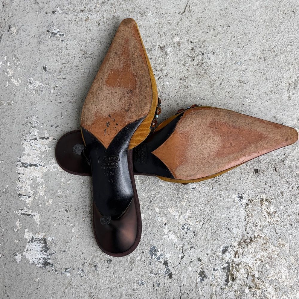 Vintage Giuseppe Zanotti silk and rhinestone mules - Picture 8 of 9